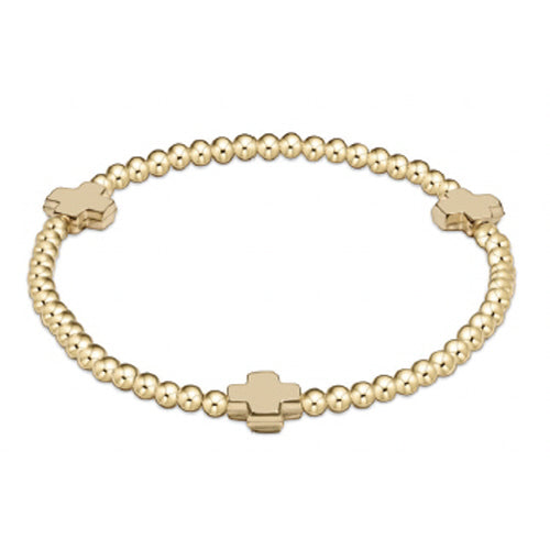 Extends | Signature Cross Gold Pattern 3mm Bead Bracelet | Gold