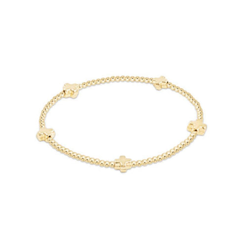 Signature Cross Small Gold Pattern | 2mm Bead Bracelet | Gold