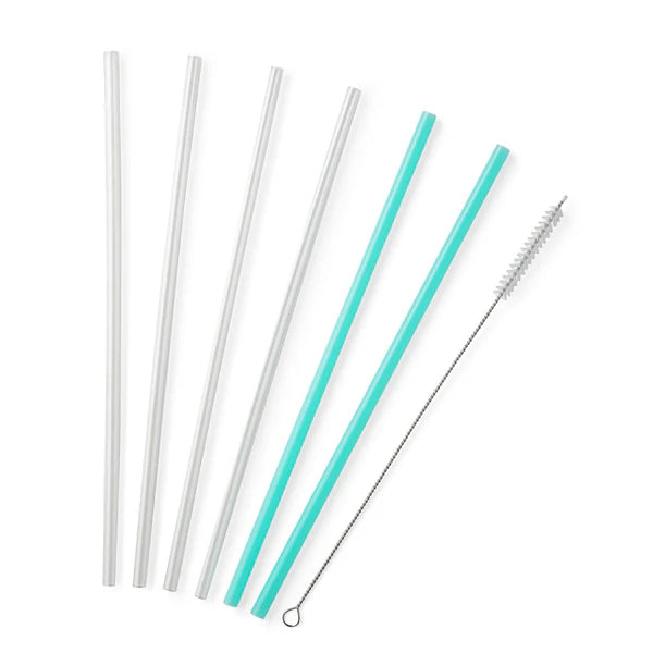 Reusable Straw Set | Clear & Aqua