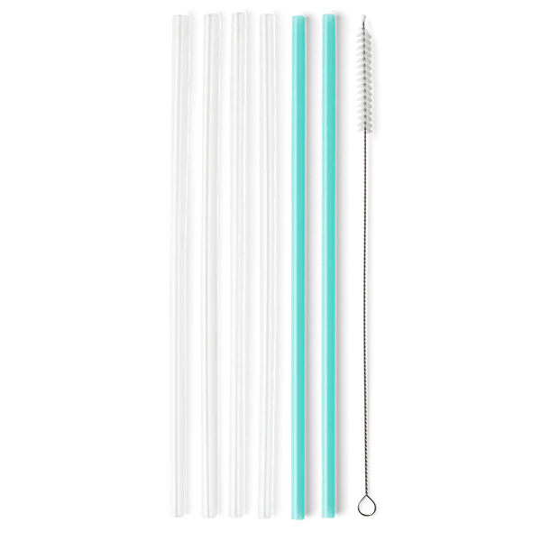 Reusable Straw Set | Clear & Aqua