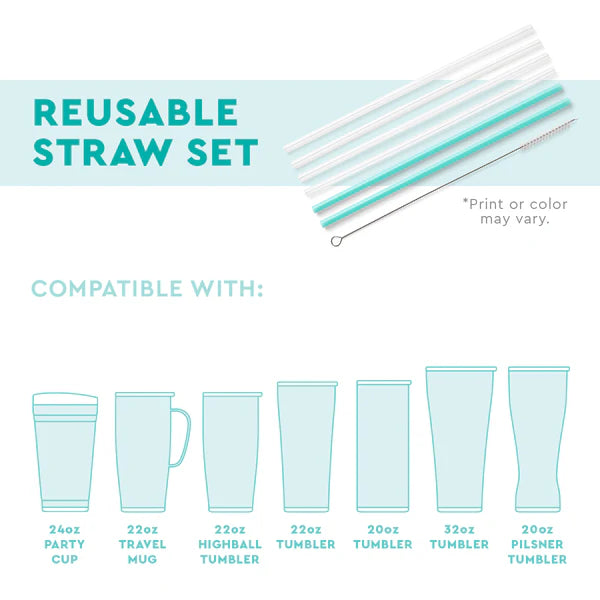 Reusable Straw Set | Clear & Aqua