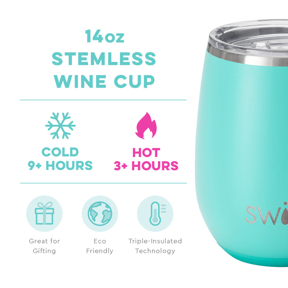 14oz Stemless Wine Cup | Aqua