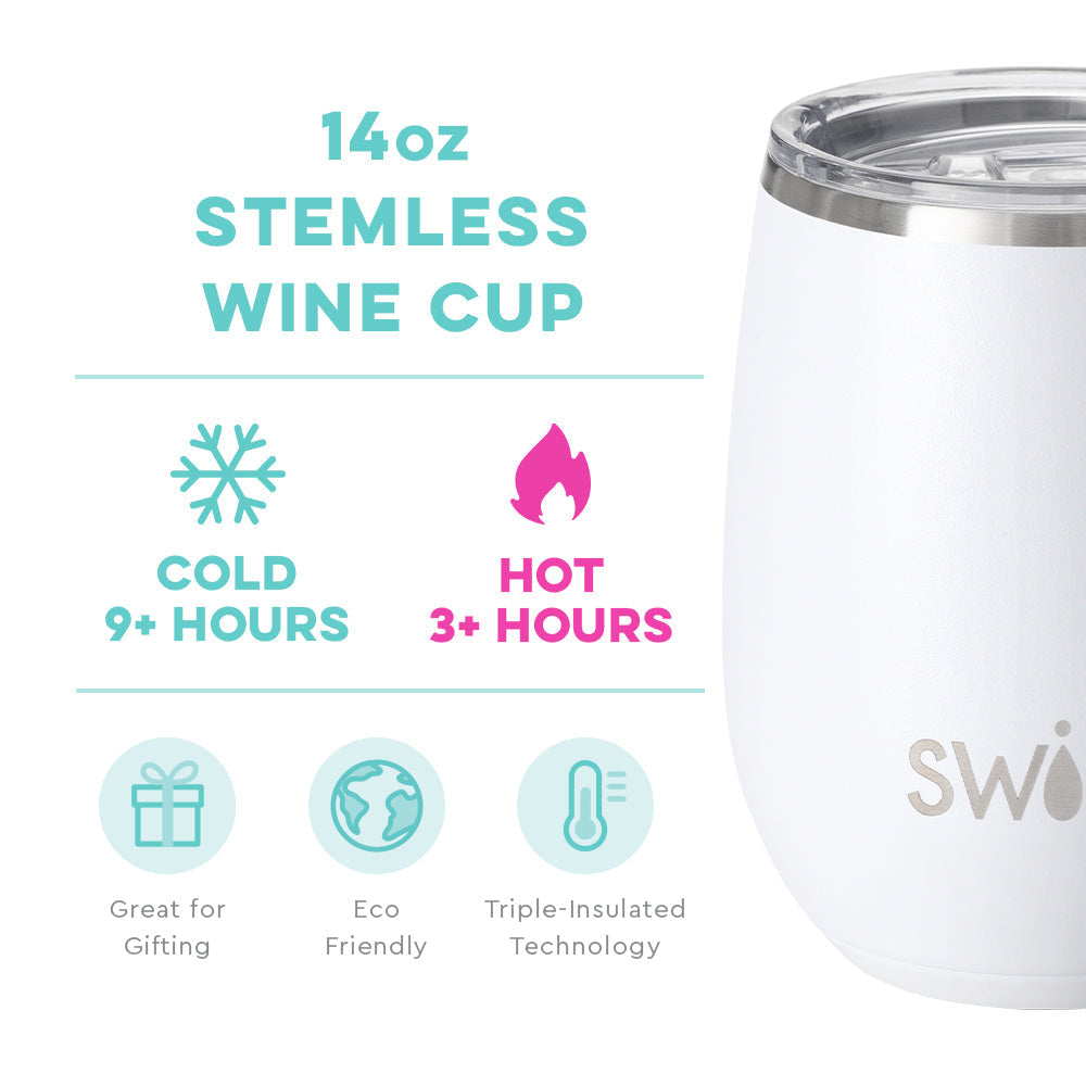 14oz Stemless Wine Cup | White