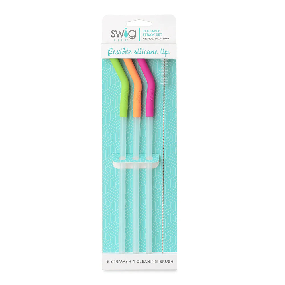Reusable Straw Set | Mega Mug | Neon - Lime/Orange/Berry