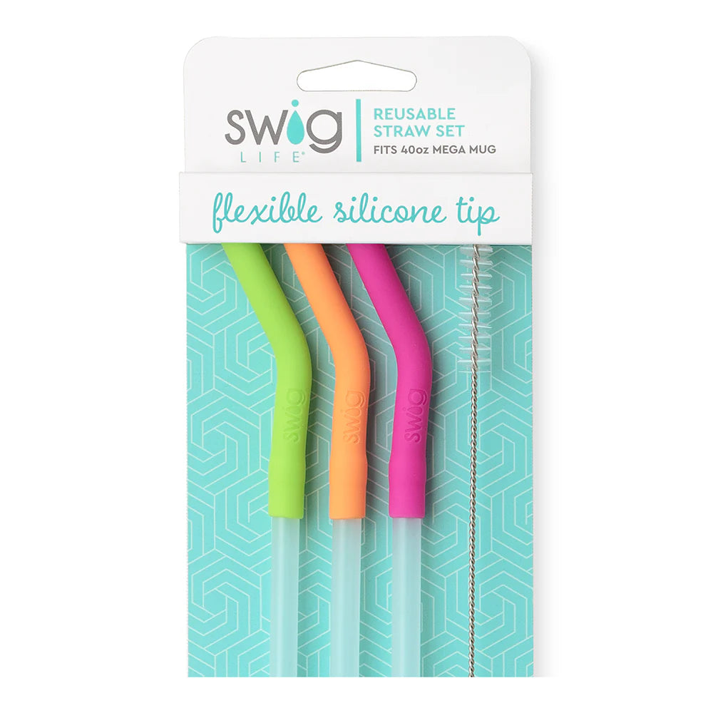Reusable Straw Set | Mega Mug | Neon - Lime/Orange/Berry