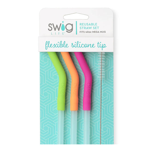 Reusable Straw Set | Mega Mug | Neon - Lime/Orange/Berry