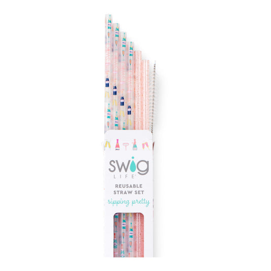 Reusable Straw Set | Pop Fizz + Pink Glitter