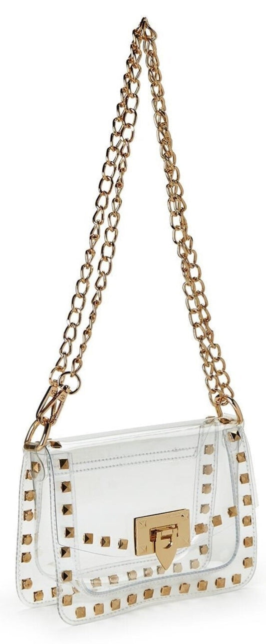 See Through Bag with Gold Hardware - Studded