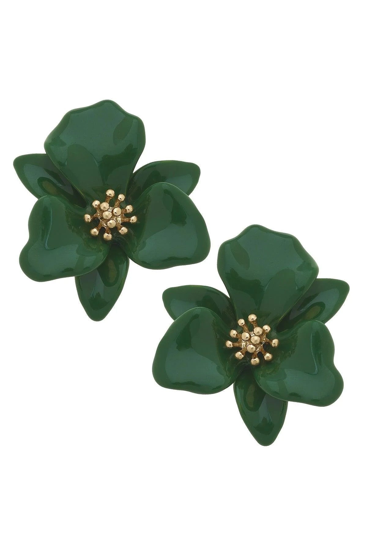 Valentina Enamel Flower Statement Earrings | Green