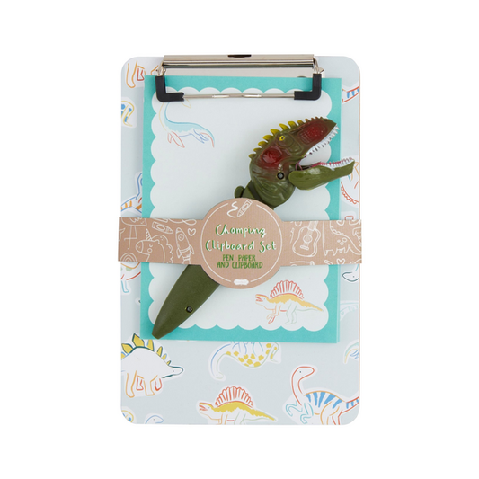 Green Dino Pen and Clipboard Set