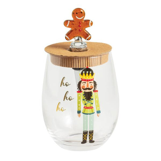Gingerbread Nutcracker Wine Glass Set