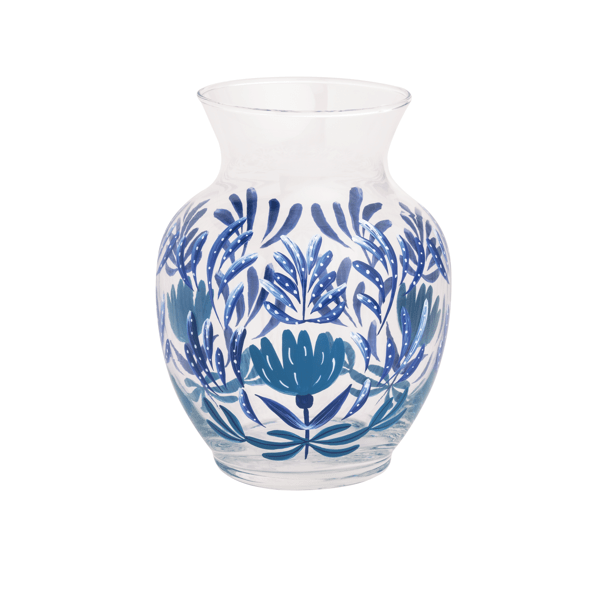 Blue Floral Flourish Vase