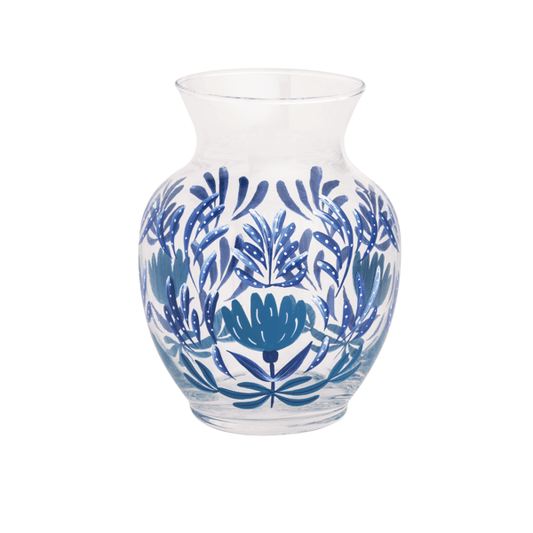 Blue Floral Flourish Vase