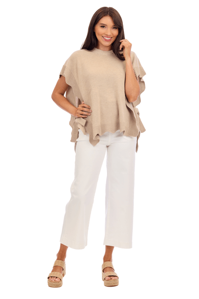 Tan Rigsby Scallop Sweater