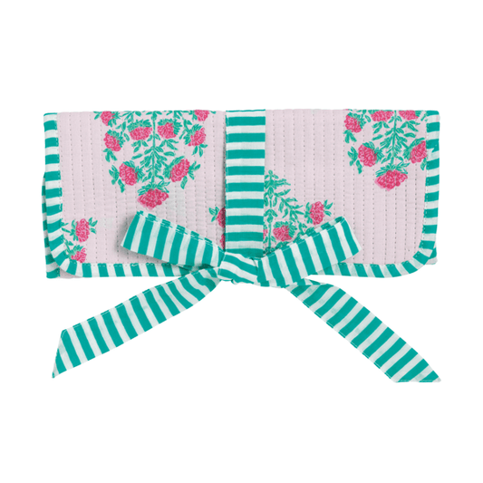 Blush Block Print Jewelry Roll