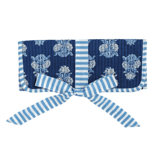 Navy Block Print Jewelry Roll
