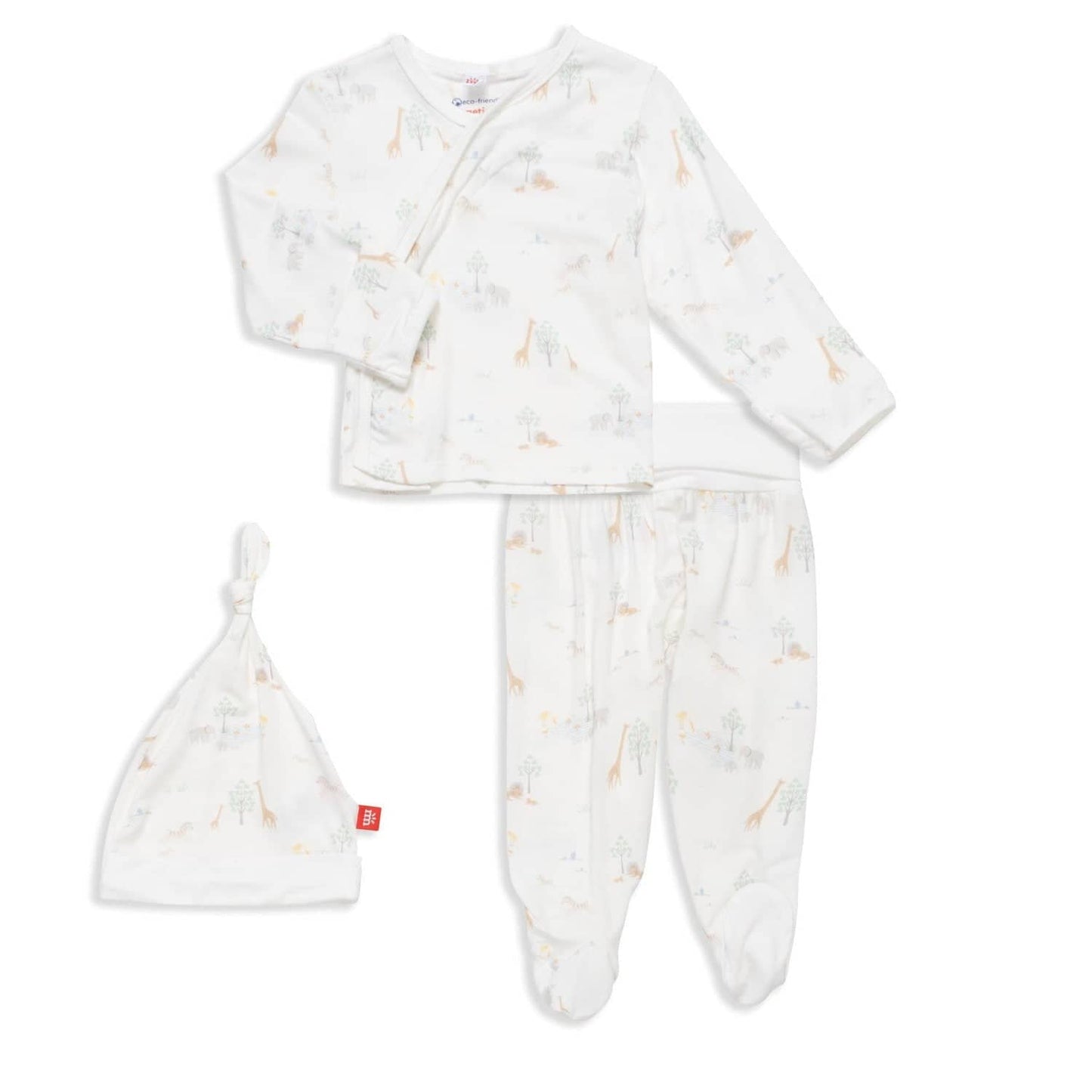 White Serene Safari Modal Magnetic Take-Me-Home Kimono Set