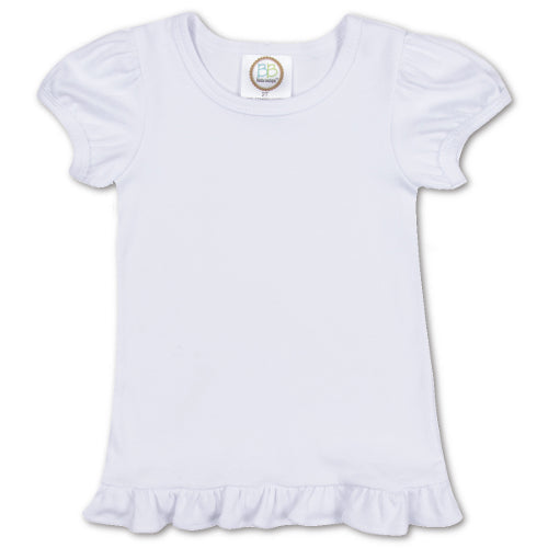 White Girl's Short Sleeve Ruffle Tee Shirt | 12M