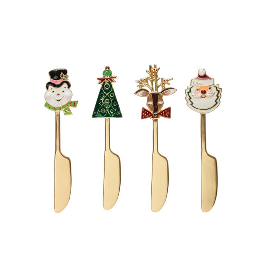 5"L Zinc Alloy Canape Knife w/ Enameled Holiday Icon Handle | Assorted Styles