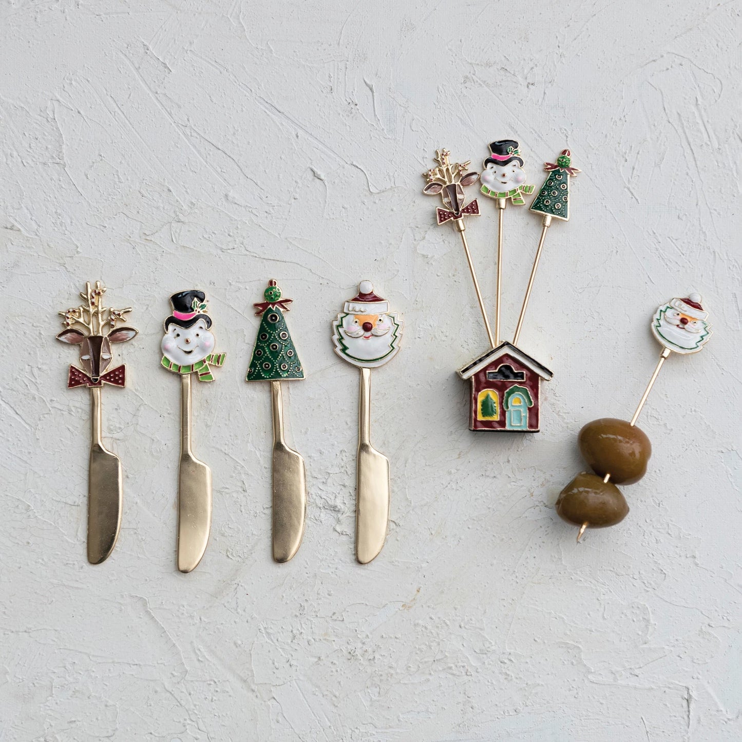 5"L Zinc Alloy Canape Knife w/ Enameled Holiday Icon Handle | Assorted Styles