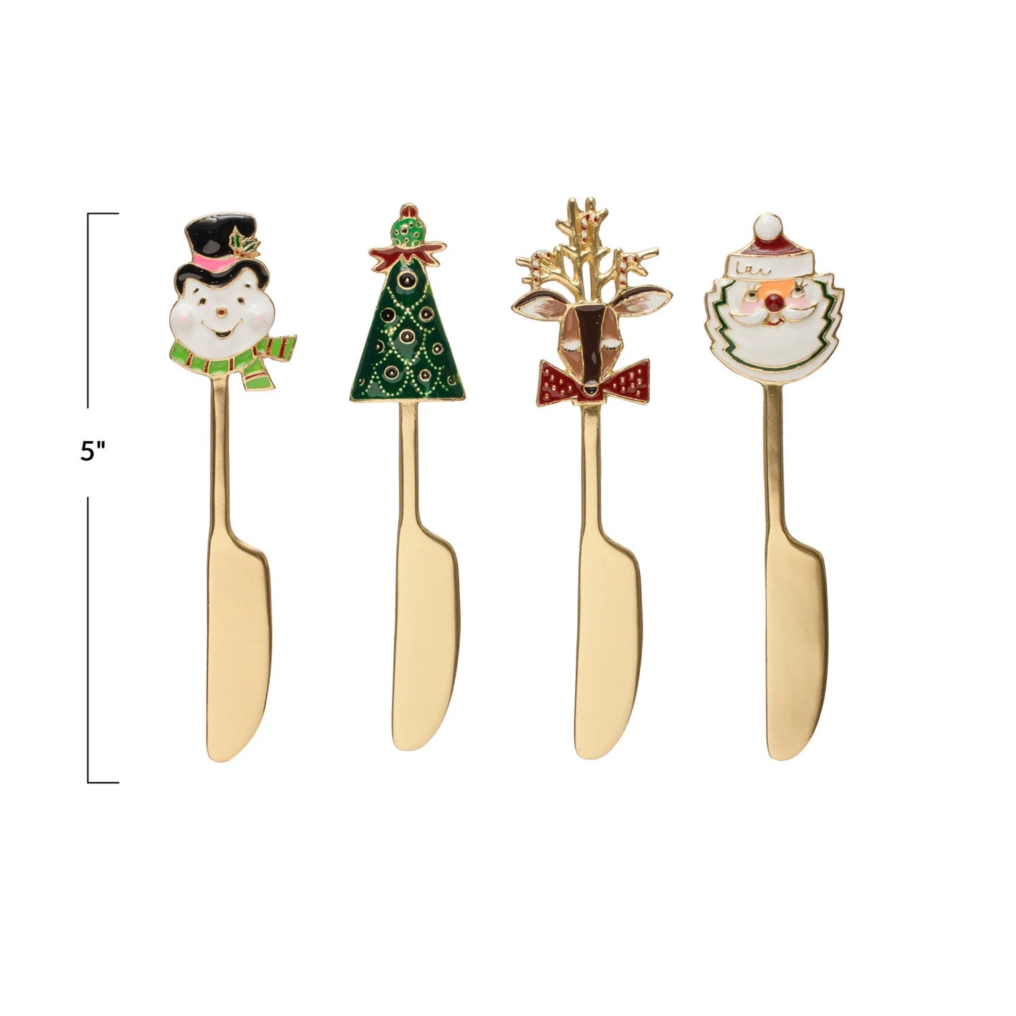 5"L Zinc Alloy Canape Knife w/ Enameled Holiday Icon Handle | Assorted Styles
