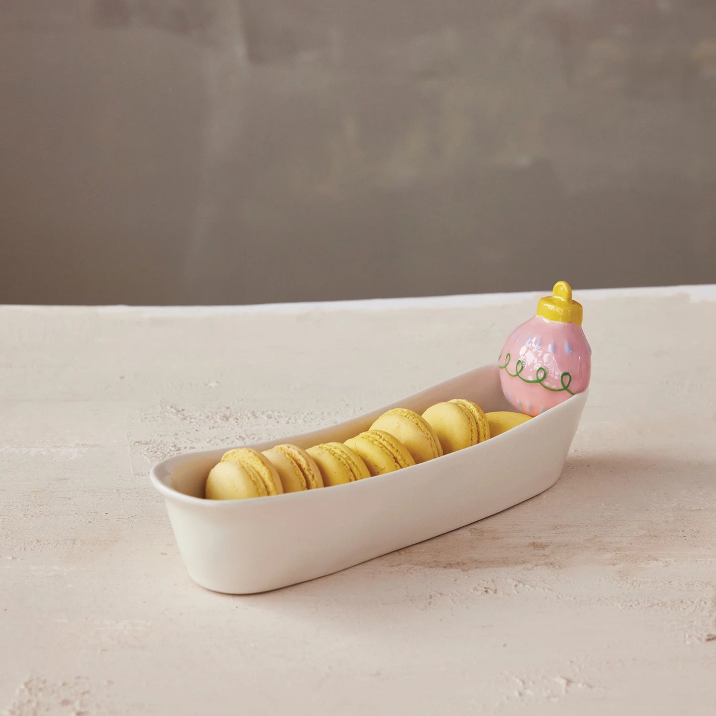 Stoneware Cracker Dish with 3D Ornament