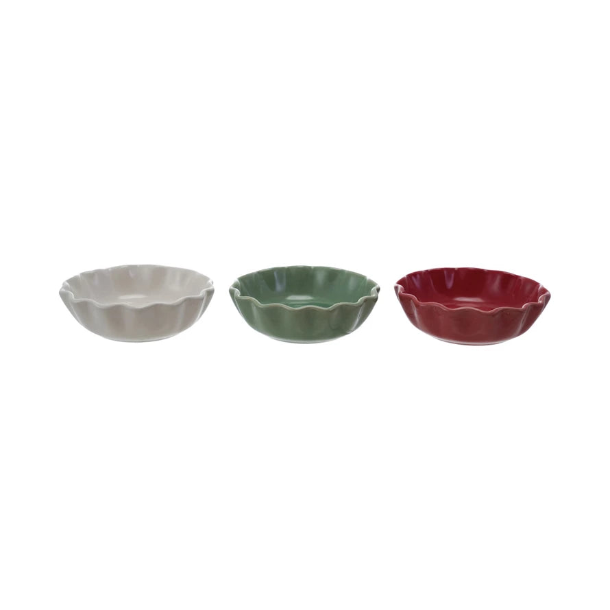 4" Round Stoneware Scalloped Bowl | Assorted Colors