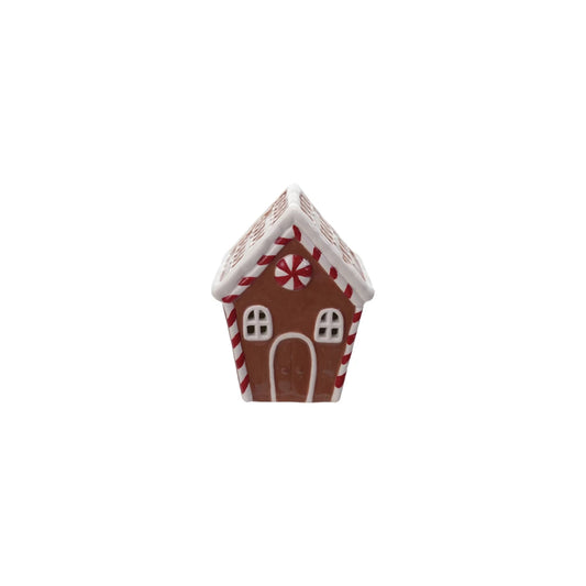 Hand-Painted Ceramic Gingerbread House with LED Light | Small