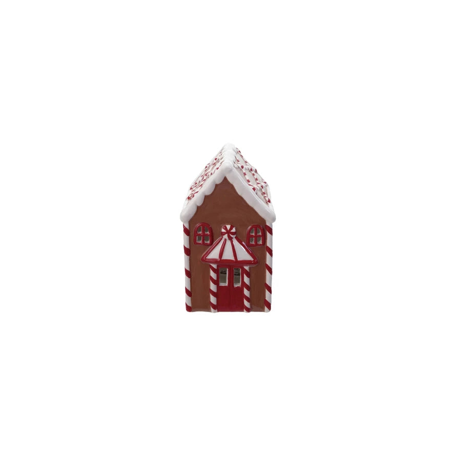 Hand-Painted Ceramic Gingerbread House with LED Light | Large
