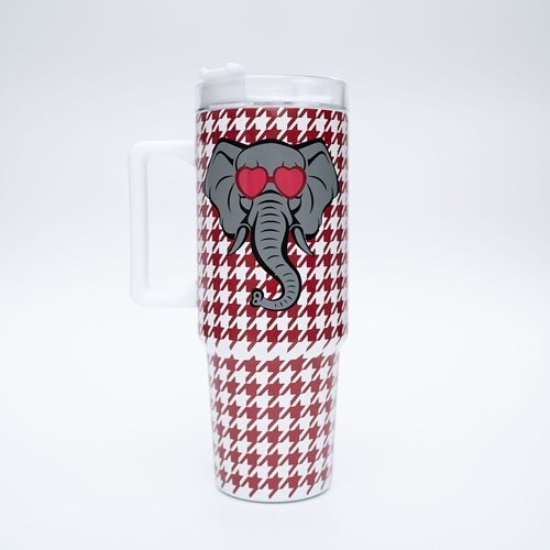 To-Go Handle Tumbler - Hail Mary Houndstooth