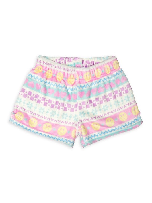 XS Girl's Happy Days Fair Isle Plush Shorts