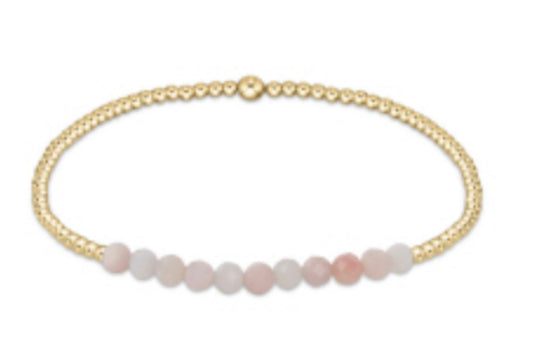 Gold Bliss 2mm Bead Bracelet - Pink Opal