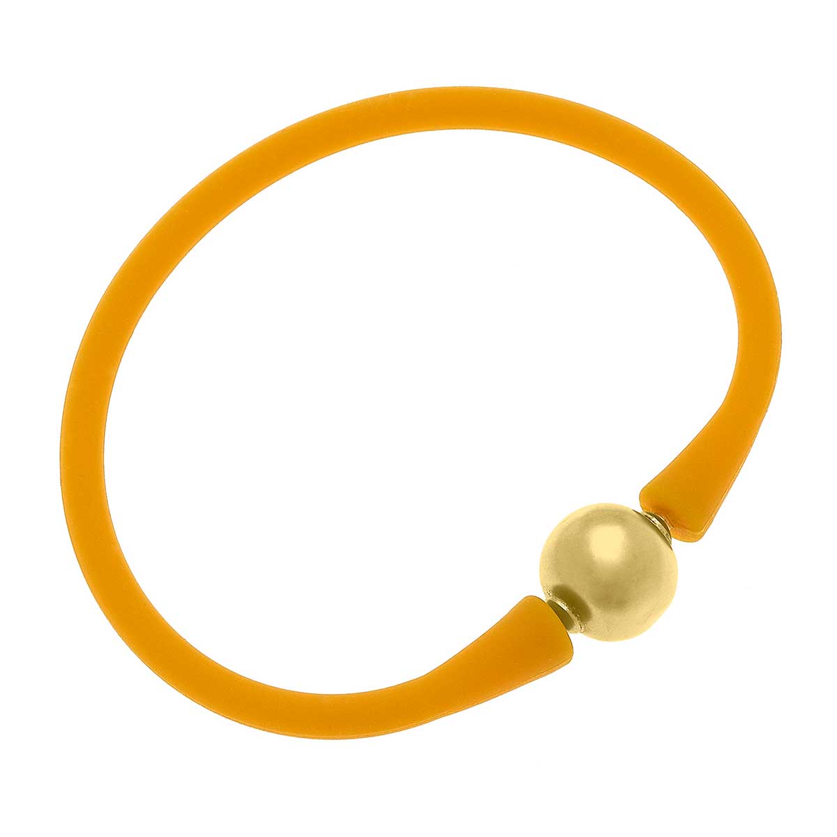 Bali 24K Gold Plated Ball Bead Silicone Bracelet in Cantaloupe