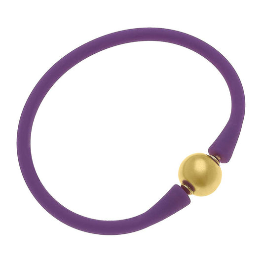 Bali 24K Gold Plated Ball Bead Silicone Bracelet in Purple