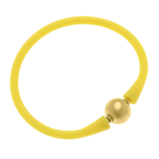 Bali 24K Gold Plated Ball Bead Silicone Bracelet in Yellow