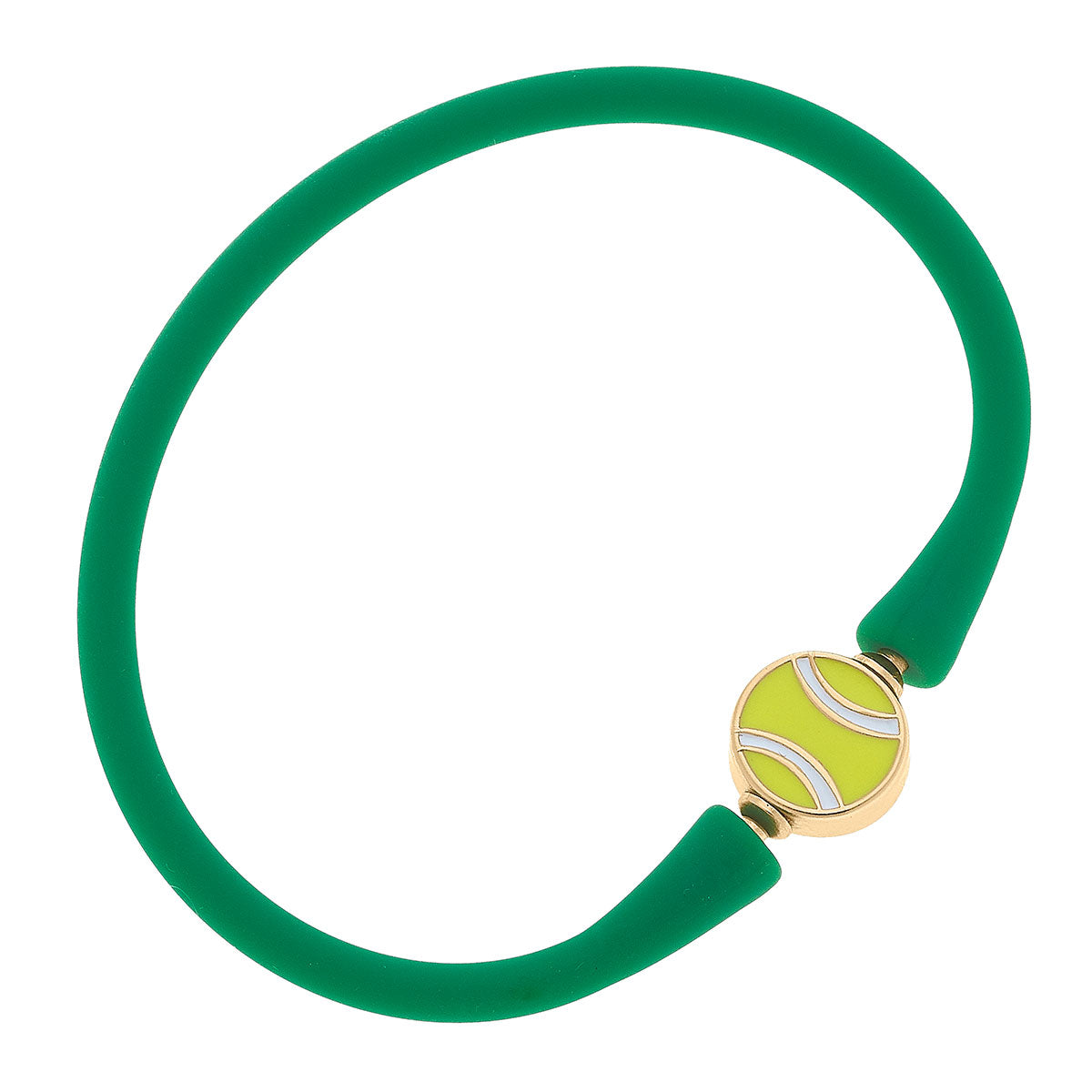 Bali Tennis Ball Bead Silicone Bracelet in Green
