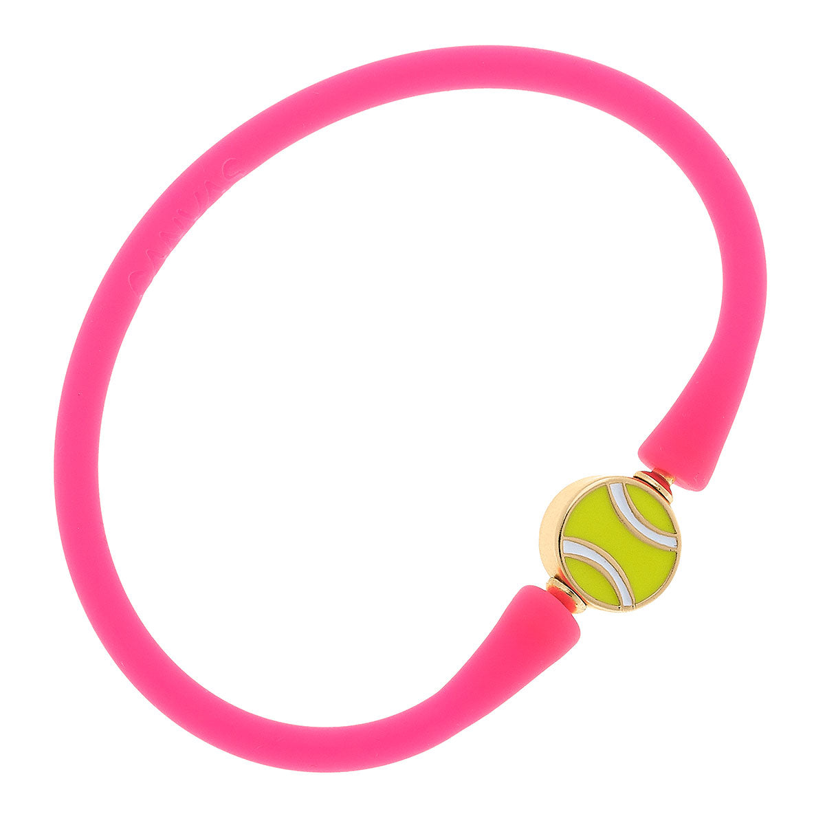 Bali Tennis Ball Bead Silicone Bracelet in Neon Pink