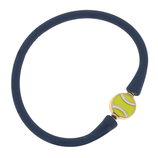 Bali Tennis Ball Bead Silicone Bracelet in Navy