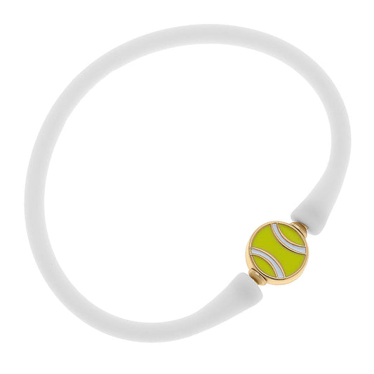 Bali Tennis Ball Bead Silicone Bracelet in White