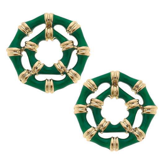 Lilly Bamboo Stud Earrings in Green