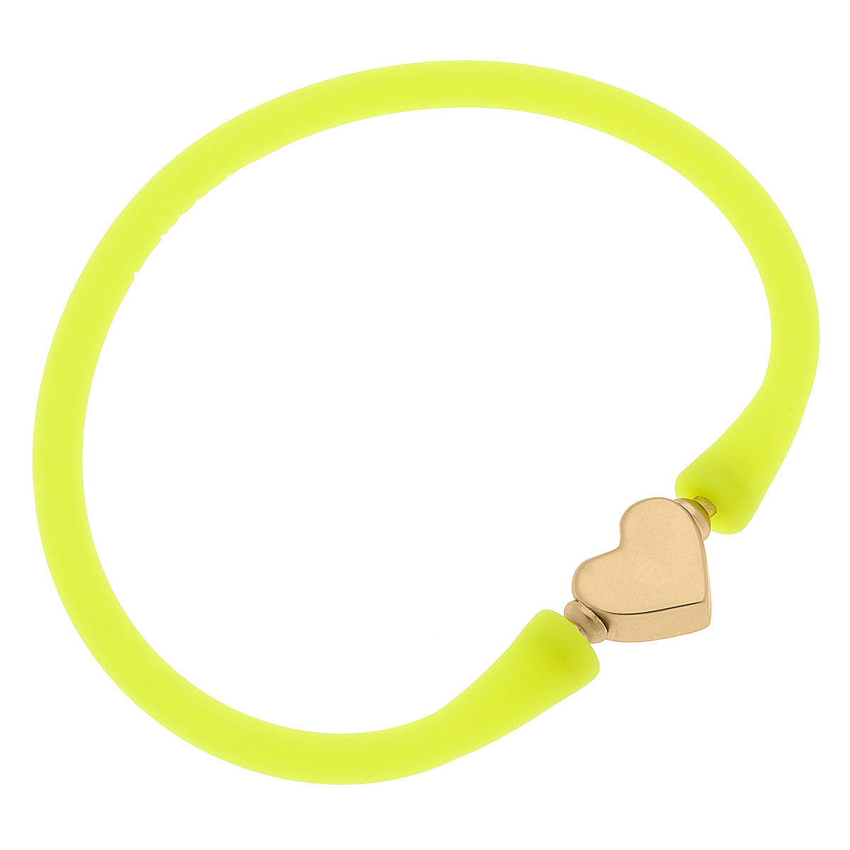 Bali Heart Bead Silicone Bracelet in Neon Yellow