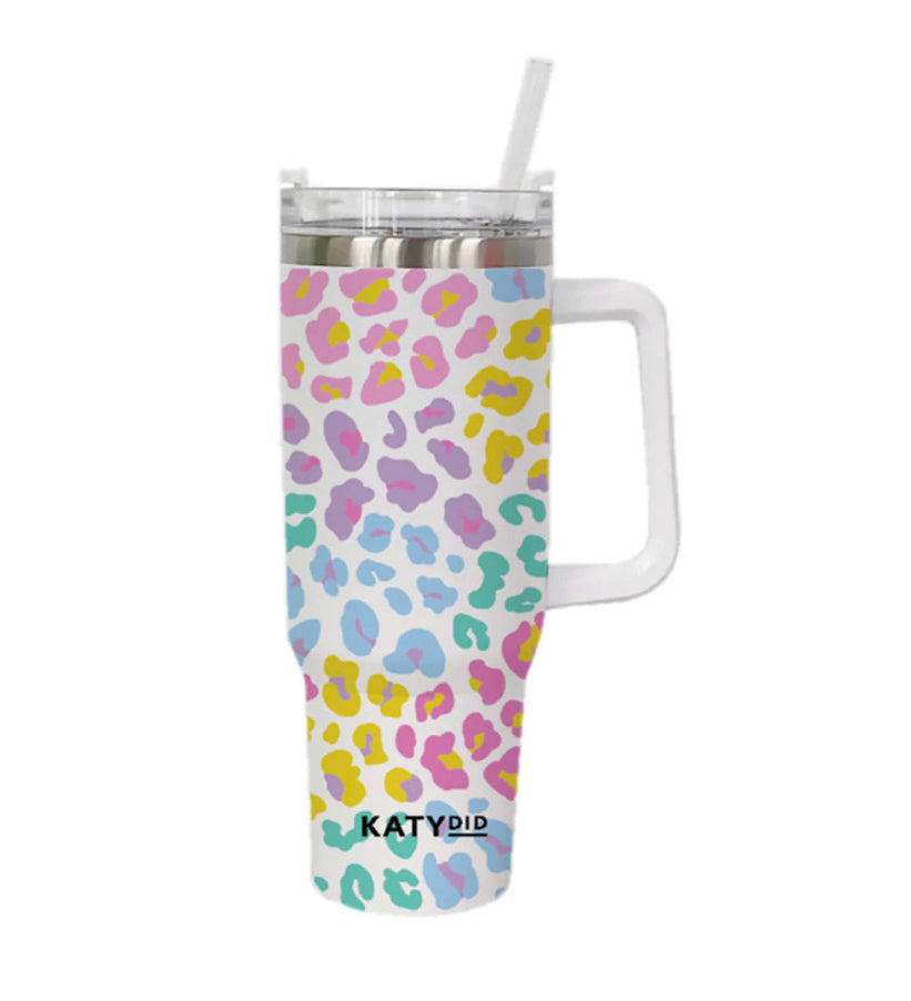Pastel Leopard Tumbler Cup with Handle
