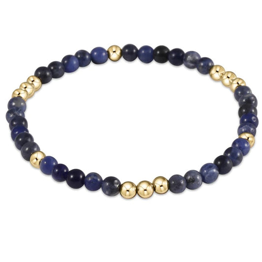 Worthy Pattern 3mm Bead Bracelet - Lapis