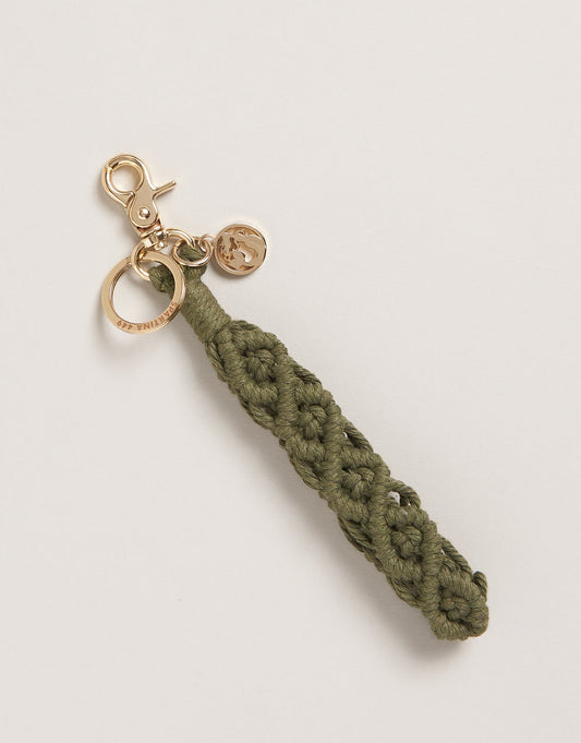 Macrame Wristlet Keychain Olive