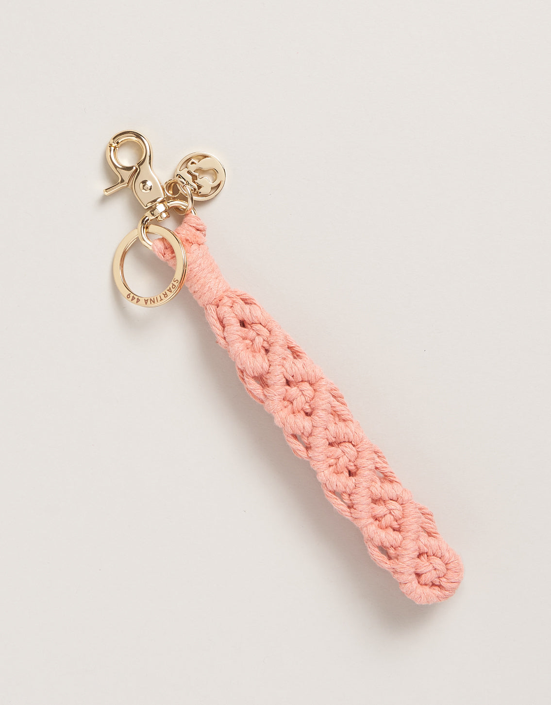 Macrame Wristlet Keychain Pink
