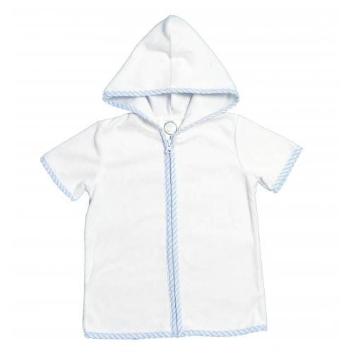 Blue Seersucker Terry Cloth Swim Cover Shirt | 12M