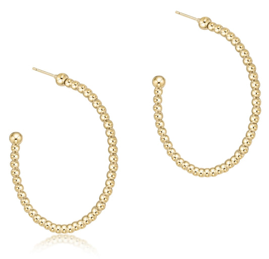 Beaded Classic 1" Post Hoop | 4mm Gold