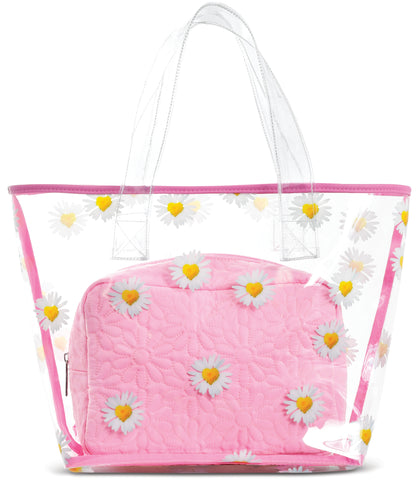 Daisy Love Clear Tote and Cosmetic Bag