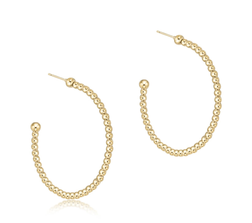 Beaded Classic 1.25" Post Hoop | 2mm Gold