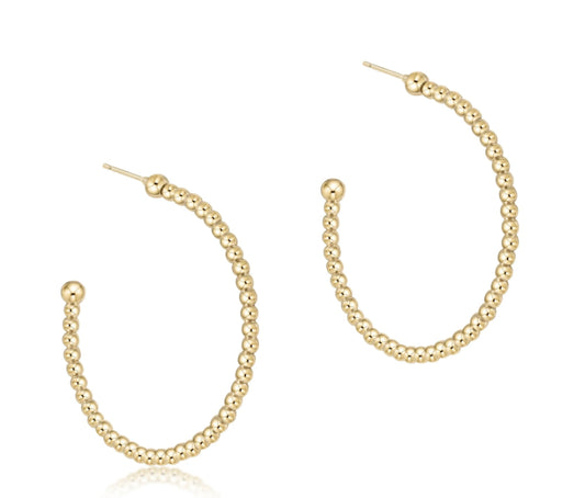 Beaded Classic 1" Post Hoop | 3mm Gold